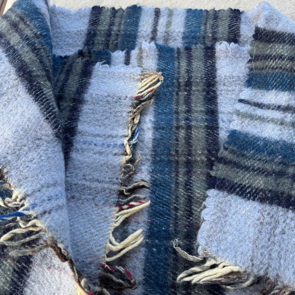 Vintage 1960s Macnab of Haddington Scotland Wool Plaid Travel Rug Blanket Fringe